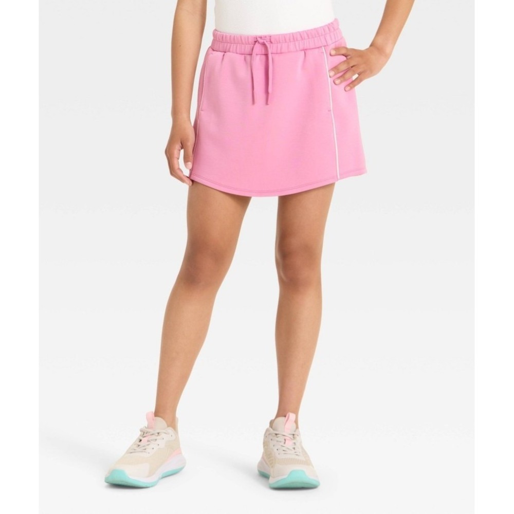 NWT~ All in Motion sz L 10/12 Pink Girls Airy Sleek Flap front Skort Gym